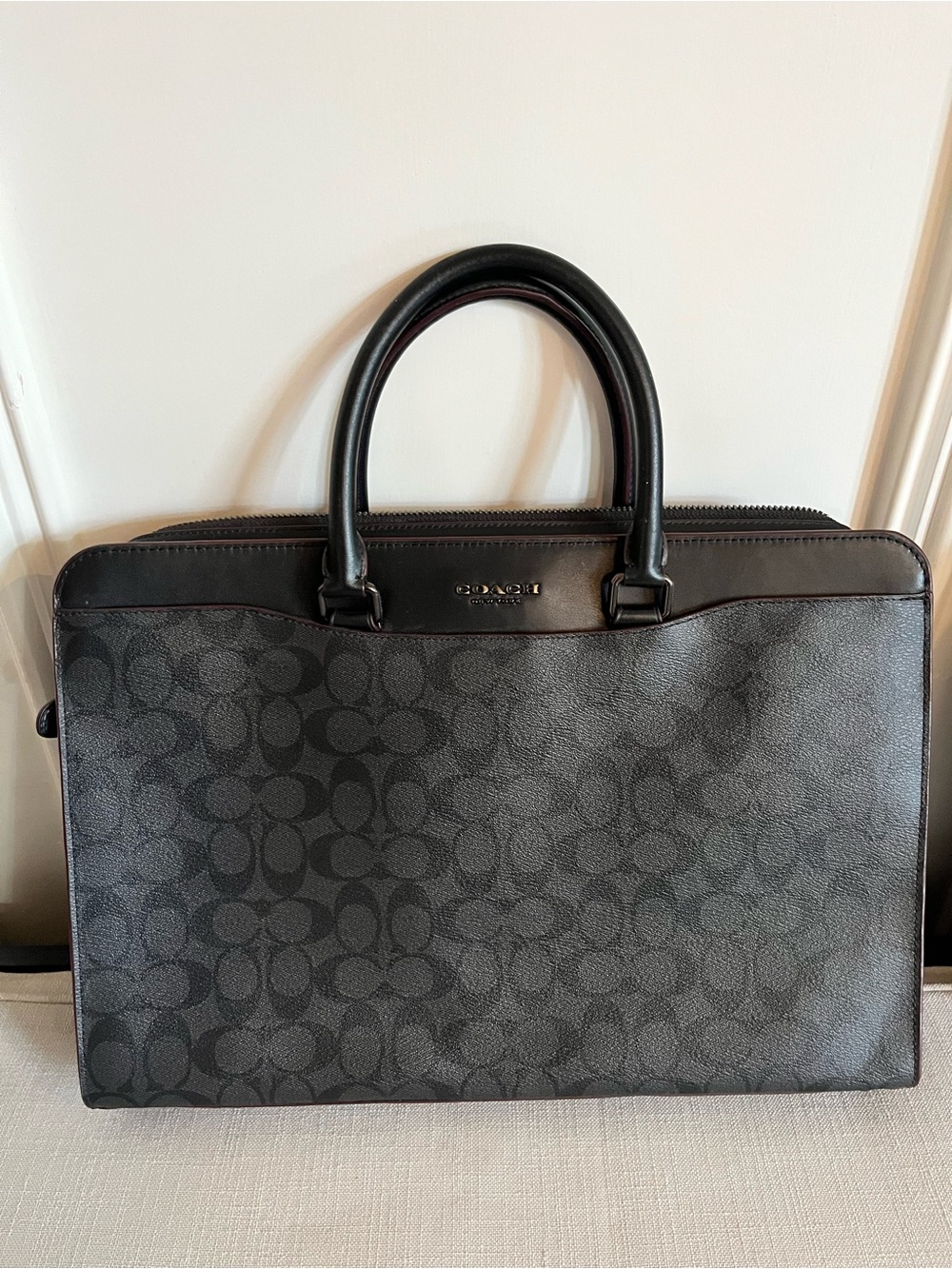 Coach Men's Charcoal/Black Signature Briefcase (NWT)